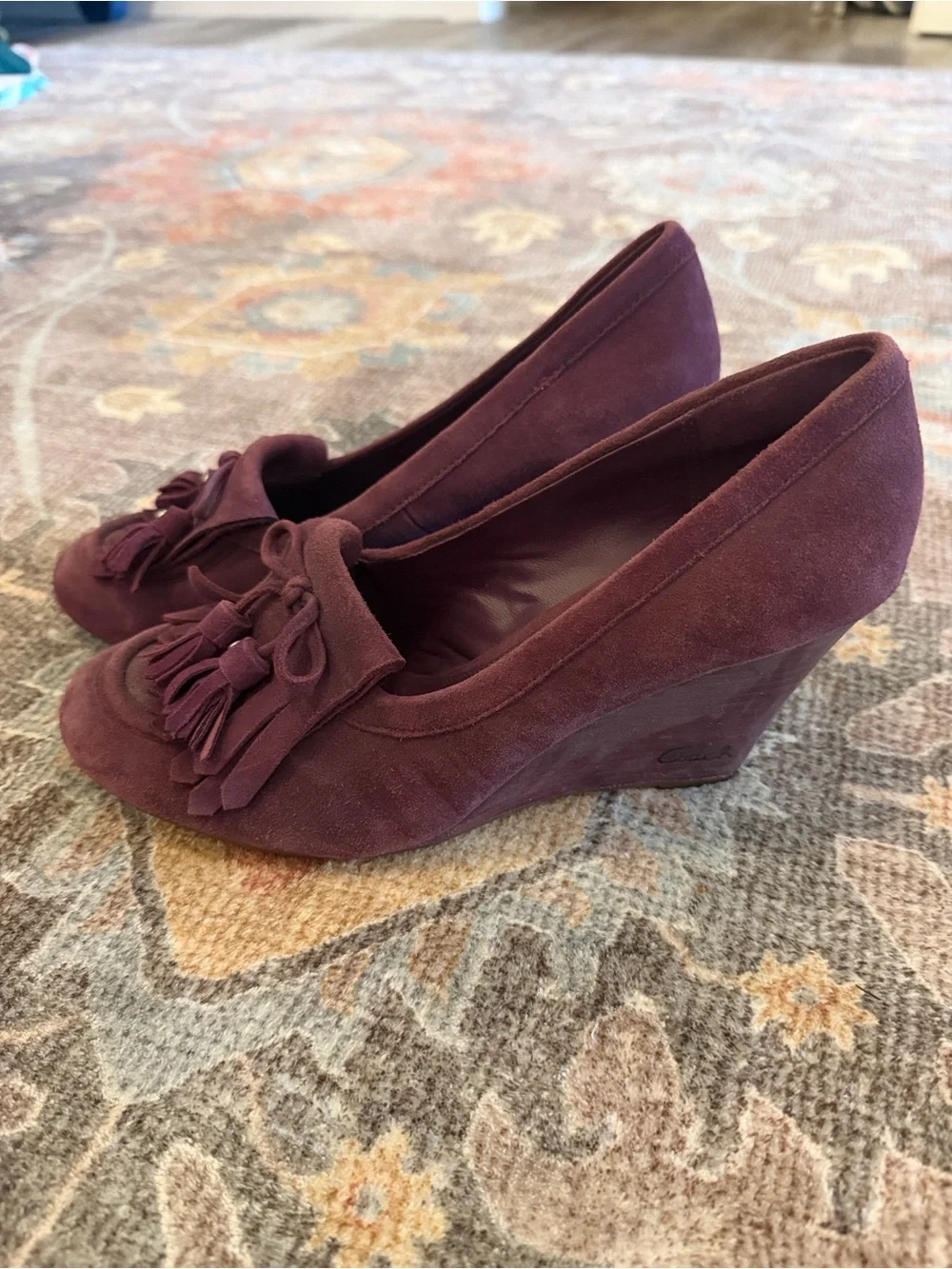 Coach Womens Suede Terri Wedge Heels in Plum